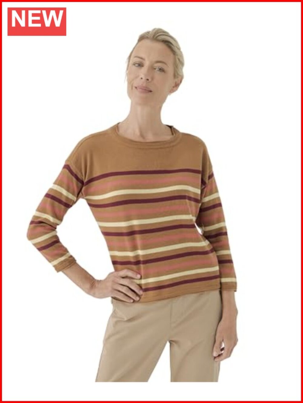 Organic Cotton Knit Wide Neck Sweater Relaxed Fit Pullover